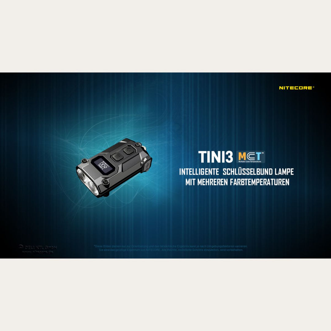 Ultrakleine USB-C Schlüsselanhänger Taschenlampe - 600 Lumen - Tini 3 - Grau
