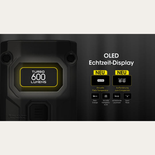 Ultrakleine USB-C Schlüsselanhänger Taschenlampe - 600 Lumen - Tini 3 - Grau