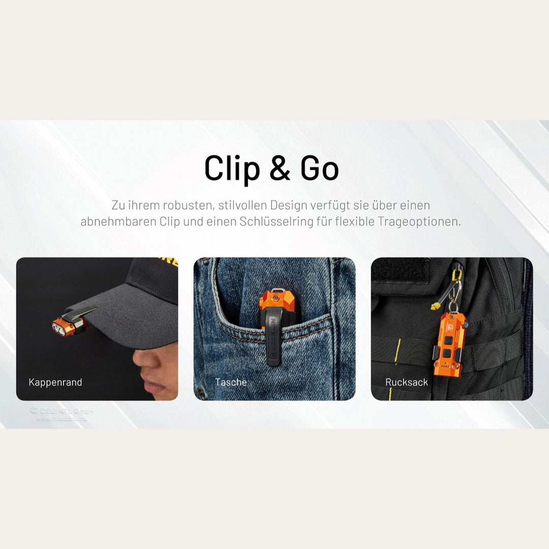 Ultraleichte USB-C Schlüsselanhänger-Taschenlampe - 720 Lumen - Schwarz - TIP3