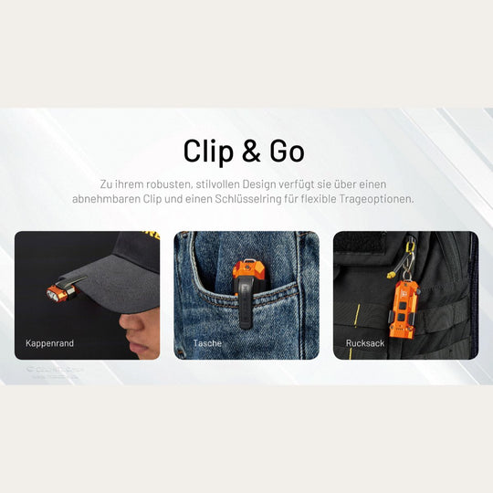 Ultraleichte USB-C Schlüsselanhänger-Taschenlampe - 720 Lumen - Schwarz - TIP3