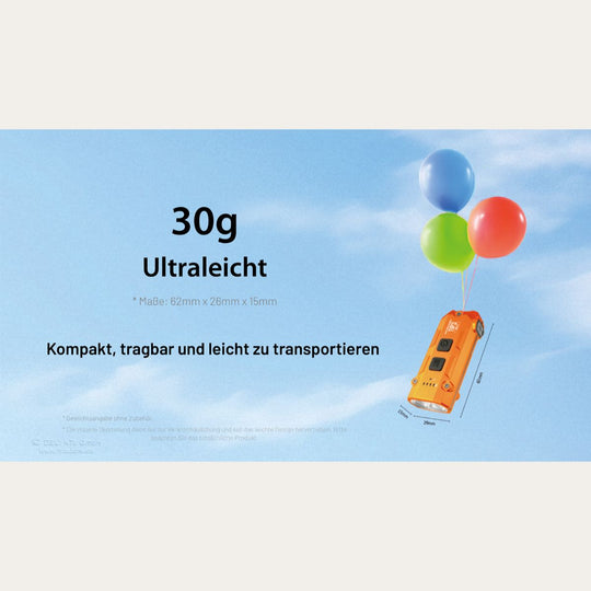 Ultraleichte USB-C Schlüsselanhänger-Taschenlampe - 720 Lumen - Schwarz - TIP3