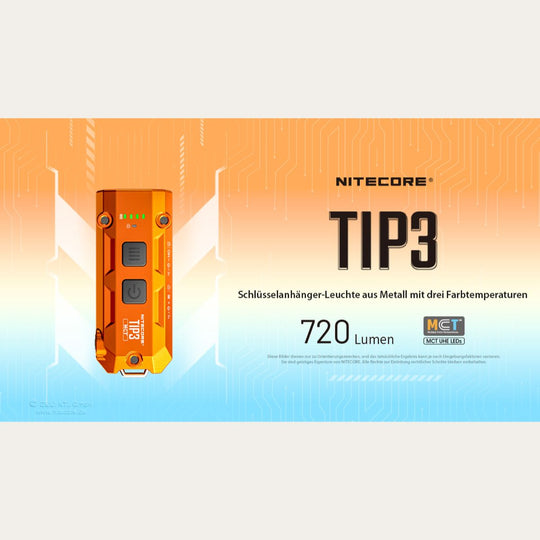 Ultraleichte USB-C Schlüsselanhänger-Taschenlampe - 720 Lumen - Schwarz - TIP3