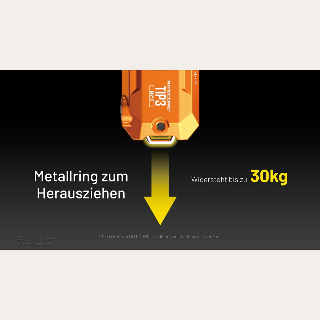Ultraleichte USB-C Schlüsselanhänger-Taschenlampe - 720 Lumen - Schwarz - TIP3