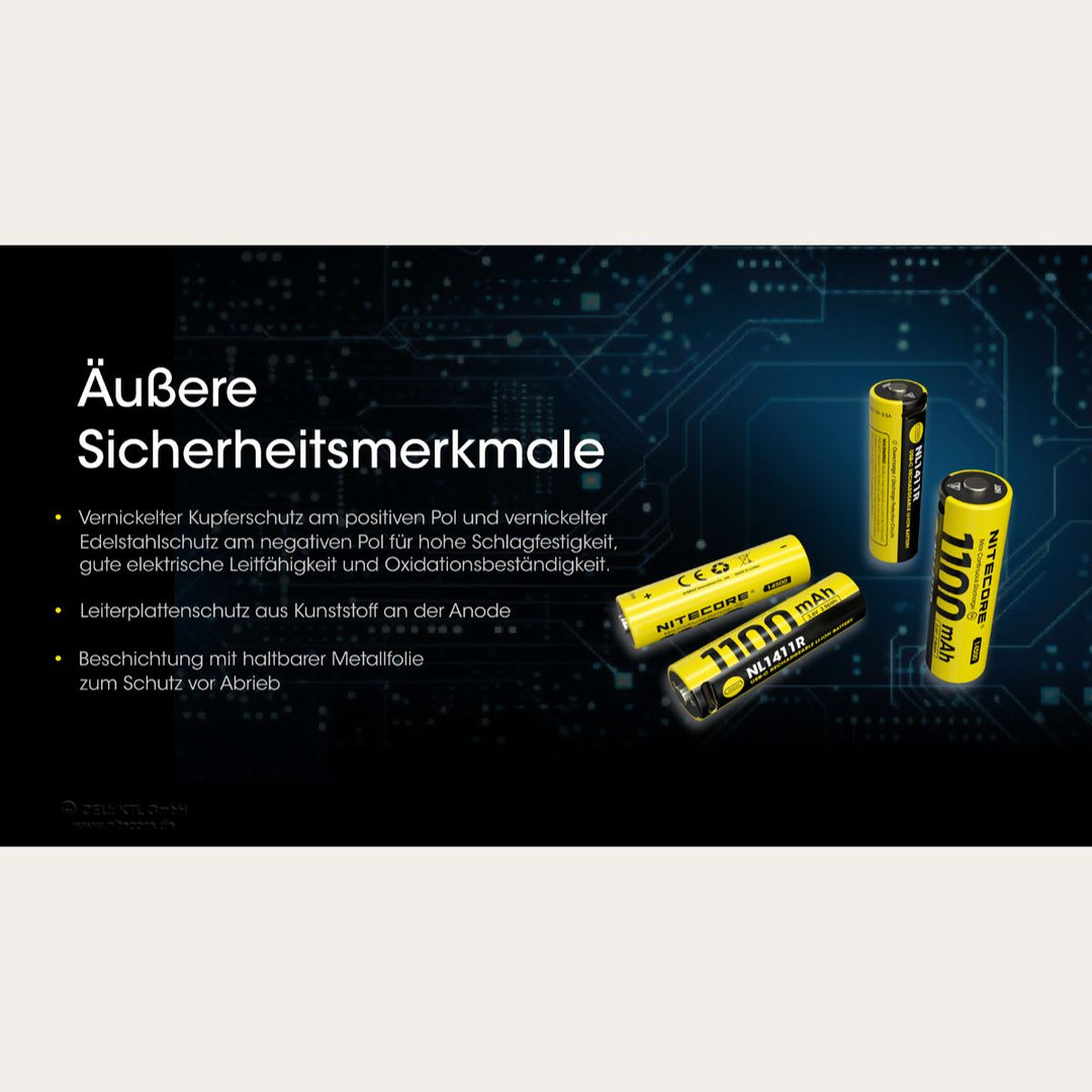 Li-Ion Akku mit USB-C-Anschluss NL1411R - 1100mAh