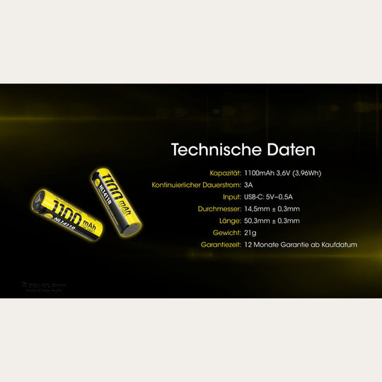 Li-Ion Akku mit USB-C-Anschluss NL1411R - 1100mAh