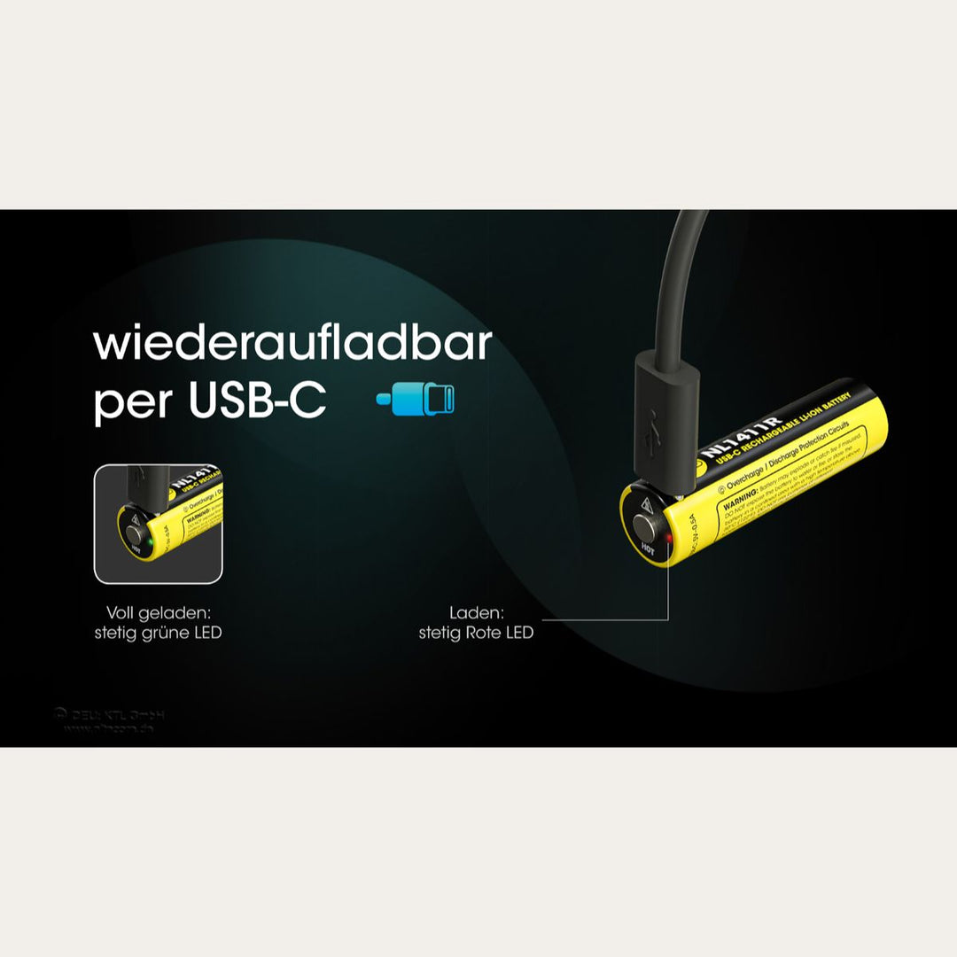 Li-Ion Akku mit USB-C-Anschluss NL1411R - 1100mAh