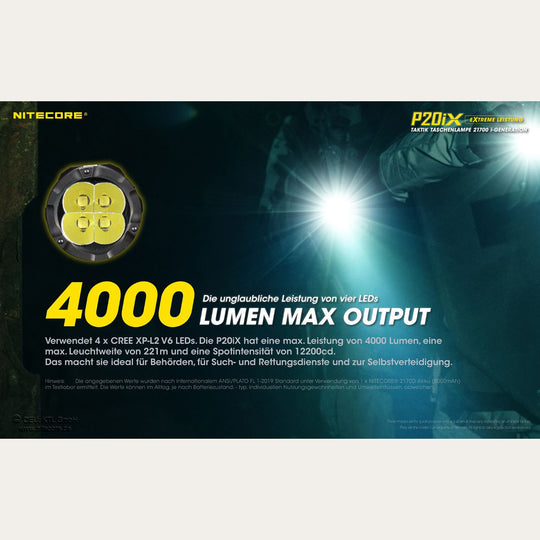 taktische LED-Taschenlampe P20iX inkl. Akku - 4000 Lumen